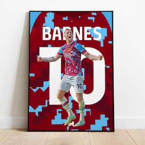 Ashley Barnes Legend Shirt Print, Burnley Poster, Football Wall Art, Football Posters, Burnley Art Print, Burnley FC , Football Prints