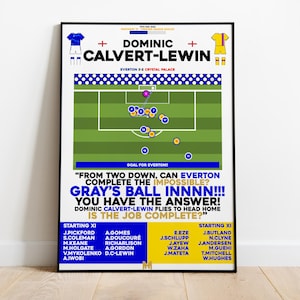 Dominic Calvert-Lewin v Crystal Palace Print, Everton Poster, Football Wall Art, Football Posters, Everton Art, Everton, Football Prints