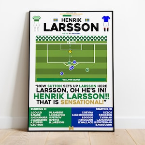 Henrik Larsson v Rangers Print, Celtic FC Poster, Football Wall Art, Football Posters, Celtic FC Art, Celtic FC, Football Prints