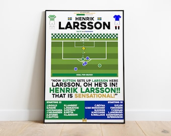 Henrik Larsson contro i Rangers Stampa, Poster del Celtic FC, Arte murale di calcio, Poster di calcio, Arte del Celtic FC, Celtic FC, Stampe di calcio