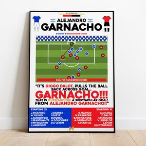 Alejandro Garnacho v Everton Print, Manchester United Print, Football Wall Art, Football Posters, Man Utd Art, Manchester United FC