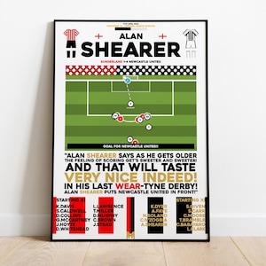 Alan Shearer v Sunderland Print, Newcastle United Poster, Football Wall Art, Football Posters, Newcastle United Print, Newcastle United FC