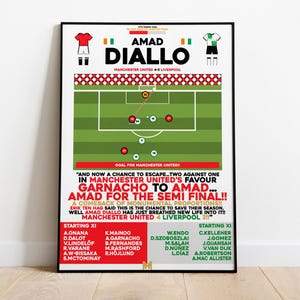 Amad Diallo v Liverpool Print, Manchester United Print, Football Wall Art, Football Posters, Man Utd Art, Manchester United FC