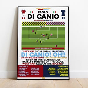 Paolo Di Canio v Wimbledon Print, West Ham United Poster, Football Wall Art, Football Posters, West Ham Art, West Ham United FC