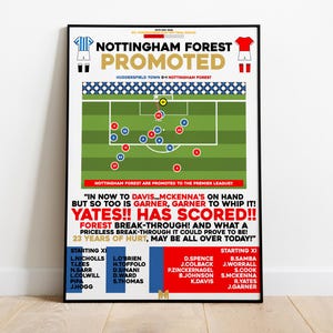 Nottingham Forest Promoted v Huddersfield Town Print, Nottingham Forest FC Print, Football Wall Art, Football Posters, Nottingham Forest FC