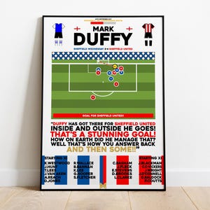 Mark Duffy v Sheffield Wednesday Print, Sheffield United Print, Football Wall Art, Football Posters, Football Print, Sheffield United FC