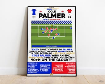 Cole Palmer v Manchester United Print, Chelsea Poster, Football Wall Art, Football Posters, Chelsea Art, Chelsea, Football Print, Chelsea FC