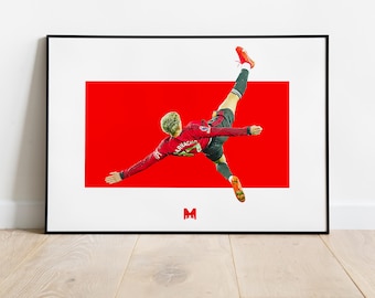 Alejandro Garnacho Bicycle Kick Print, Manchester United Print, Football Wall Art, Football Posters, Man Utd Art, Manchester United FC