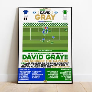 David Gray v Rangers Print, Hibernian Poster, Football Wall Art, Football Posters, Hibernian Art, Hibernian FC, Football Prints