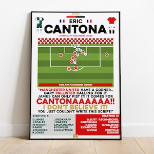 Eric Cantona v Liverpool FA Cup 1996 Print, Manchester United Print, Football Wall Art, Football Posters, Man Utd Art, Manchester United FC