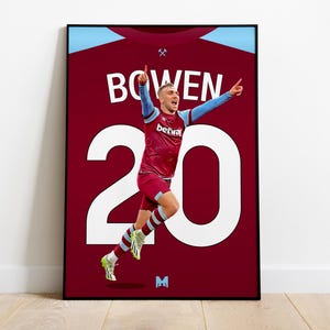 Jarrod Bowen Legend Shirt Print, West Ham United Poster, Football Wall Art, Football Posters, West Ham Art, West Ham United FC