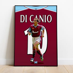 Paolo Di Canio Legend Shirt Print, West Ham United Poster, Football Wall Art, Football Posters, West Ham Art, West Ham United FC