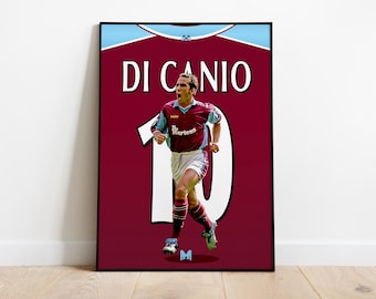 Paolo Di Canio Legend Shirt Print, West Ham United Poster, Football Wall Art, Football Posters, West Ham Art, West Ham United FC