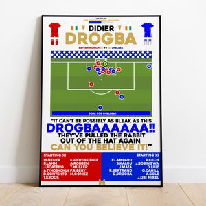 Didier Drogba v Bayern Munich Print, Chelsea Poster, Football Wall Art, Football Posters, Chelsea Art, Chelsea, Football Prints