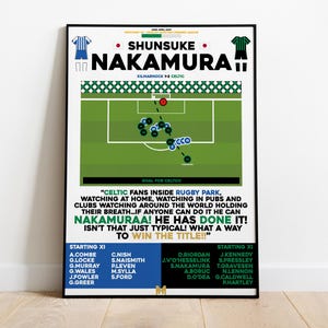 Shunsuke Nakamura v Kilmarnock Print, Celtic FC Poster, Football Wall Art, Football Posters, Celtic FC Art, Celtic FC, Football Prints