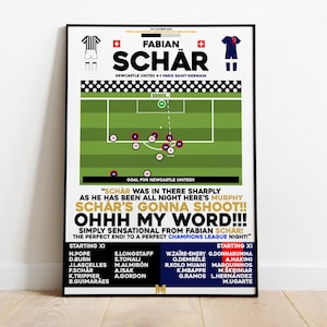 Fabian Schar v PSG Print, Newcastle United Poster, Football Wall Art, Football Posters, Newcastle United Print, Newcastle United FC