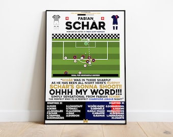 Fabian Schar v PSG Print, Newcastle United Poster, Football Wall Art, Football Posters, Newcastle United Print, Newcastle United FC