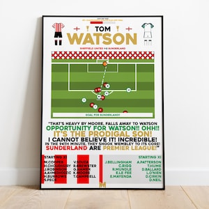 Tom Watson v Sheffield United Print, Sunderland Poster, Football Wall Art, Football Posters, Sunderland Art Print, Sunderland Football Print