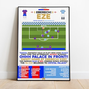 Eberechi Eze v Manchester City Print, Crystal Palace Poster, Football Wall Art, Crystal Palace Art Print, Crystal Palace FA Cup Print