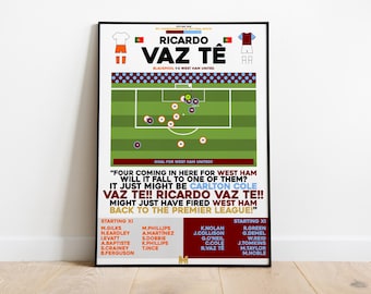 Ricardo Vaz Te v Blackpool Print, West Ham United Poster, Football Wall Art, Football Posters, West Ham Art, West Ham United FC