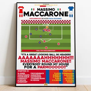 Massimo Maccarone v Steaua Bucharest Print, Middlesbrough Poster, Football Wall Art, Football Posters, Middlesbrough Art Print