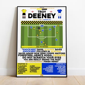 Troy Deeney v Leicester City Print, Watford Poster, Football Wall Art, Football Posters, Watford Art Print, Watford Print, Football Print