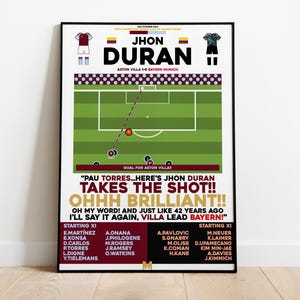Jhon Duran v Bayern Munich Print, Aston Villa Poster, Football Wall Art, Football Posters, Aston Villa Art, Aston Villa FC, Football Prints