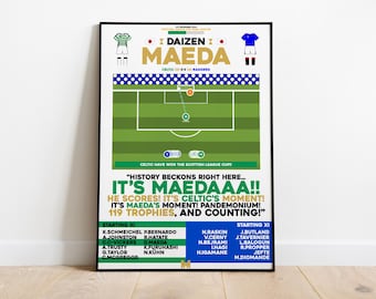 Stampa Daizen Maeda v Rangers, poster Celtic FC, arte murale di calcio, poster di calcio, arte Celtic FC, Celtic FC, stampe di calcio