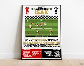 Impresión de Alexander Isak vs Liverpool, póster del Newcastle United, arte mural de fútbol, pósteres de fútbol, impresión del Newcastle United, Newcastle United FC