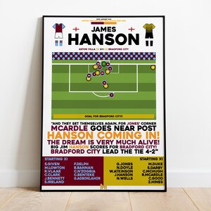 Jim Hanson v Aston Villa Print, Bradford City Print, Football Wall Art, Football Posters, Bradford City FC, Football Goal Prints