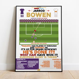 Jarrod Bowen v Fiorentina Final Print, West Ham United Poster, Football Wall Art, Football Posters, West Ham Art, West Ham United FC