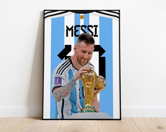 Lionel Messi Print, Messi Poster, Football Wall Art, Football Posters, Messi World Cup Art, Messi Print, Football Prints, Leo Messi Print