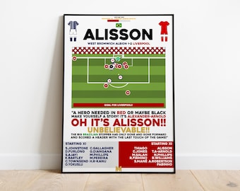 Alisson v West Bromwich Albion Print, Liverpool Poster, Football Wall Art, Football Posters, Liverpool FC, Liverpool FC Print