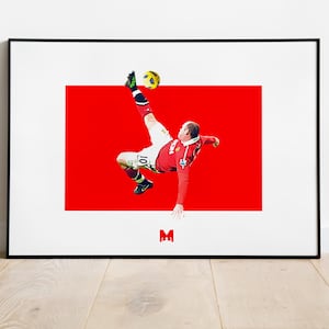 Wayne Rooney Bicycle Kick Art, Manchester United Print, Football Wall Art, Football Posters, Man Utd Art, Manchester United FC