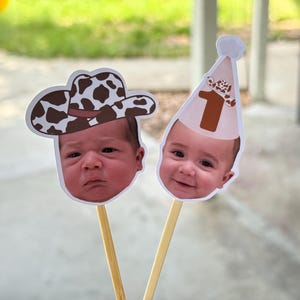 Custom Baby Cupcake Toppers | Personalized Face Party Picks | 1st Birthday Decor | 21st birthday, 30th,50th, bachelorette, graduation