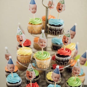 Customized Face toppers for first milestone birthday custom cupcake toppers for 21st,30th,50th, bachelorette, retirement