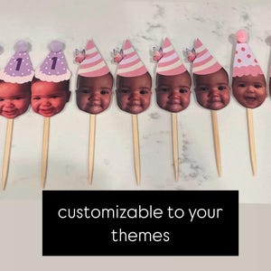 Customized Face toppers for first milestone birthday custom cupcake toppers for 21st,30th,50th, bachelorette, retirement