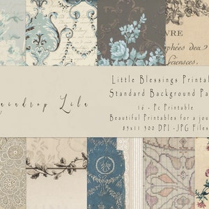 Diario estándar imprimible Little Blessings - Kit digital de diario basura Shabby Chic - Arte Raindrop Lila