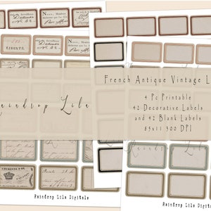 Franse antieke vintage etiketten afdrukbaar - Raindrop Lila Junk Journal Parijs digitaal