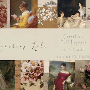 Giardino di Cornelia, Layout alti stampabili, DOWNLOAD IMMEDIATO, Kit digitale Raindrop Lila, Collage artistico per scrapbooking