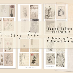 Neutrale Ephemera Printable für Junk Journals - INSTANT DOWNLOAD - Raindrop Lila digitals