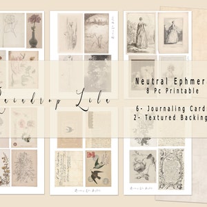 Neutral Ephemera Printable for Junk Journals -INSTANT DOWNLOAD- Raindrop Lila digitals