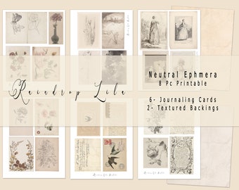 Neutral Ephemera Printable for Junk Journals -INSTANT DOWNLOAD- Raindrop Lila digitals