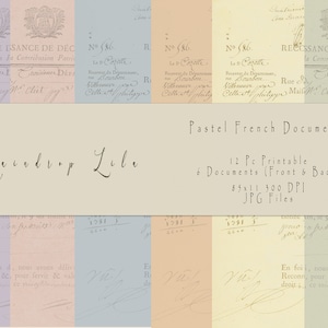 Pastell Französische Dokumente - Frühling Französische Buchstaben zum Ausdrucken - Hintergrundpapier - Regentropfen Lila digital