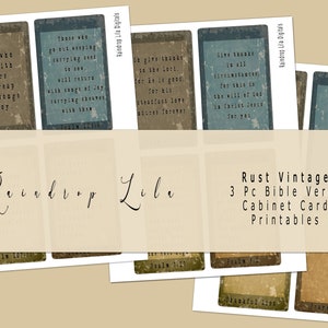 Cartões de armário com versículos bíblicos vintage Rust - OUTONO OUTONO Papel para impressão, diário de lixo, arte, planejador digital - Raindrop Lila