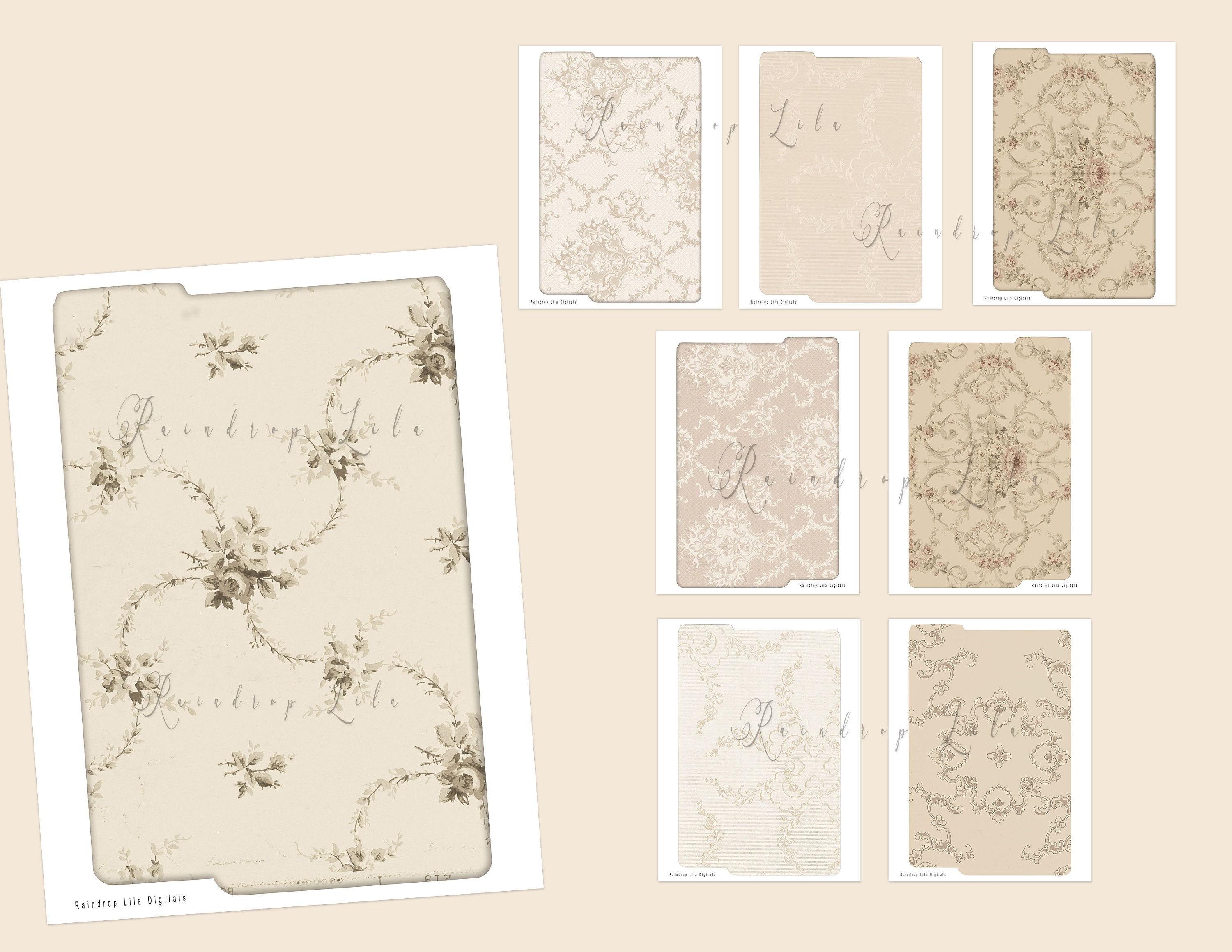 Pretty File. Sign Pretty Neutral File Folders - INSTANT DOWNLOAD - Raindrop Lila Digital ...