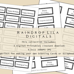 DIY Greeting Card Labels Digital Printables