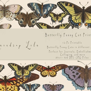 Butterfly Fussy Cut Printable - multiple sizes- Raindrop Lila digital - Junk Journal and Scrapbooking printable