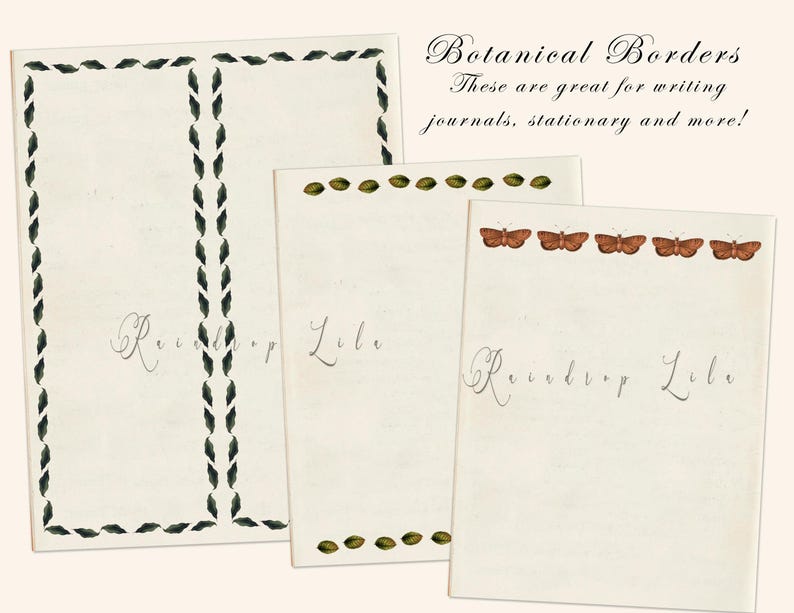 Tall Journal, Botanical Borders, Journal Writing Pages Printables ...