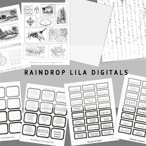 Grayscale Winter Fall Digital Junk Journal Kit